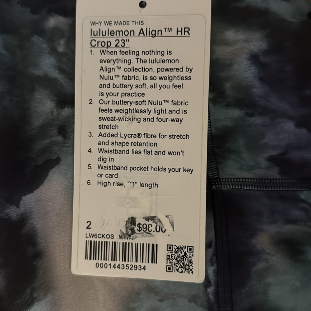 NWT! Lululemon Athletica Blue Tie-Dye Align 23” Leggings - Picture 3 of 3